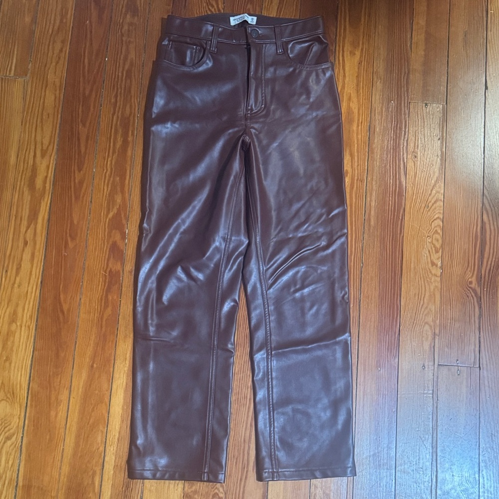 Abercrombie & Fitch 90s Straight Vegan Leather Pants